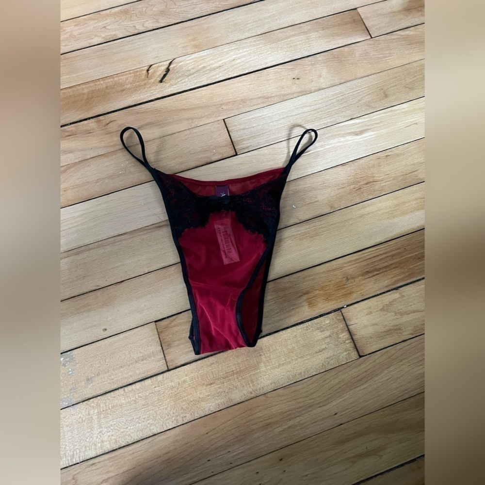 NWT Adore Me red and black sheer panties